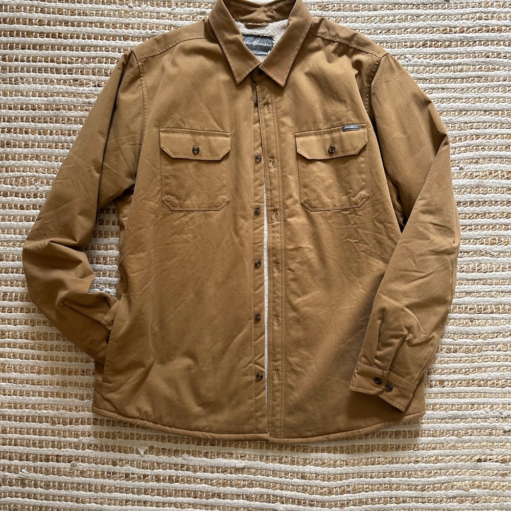Eddie Bauer Sherpa lined shirt work jacket